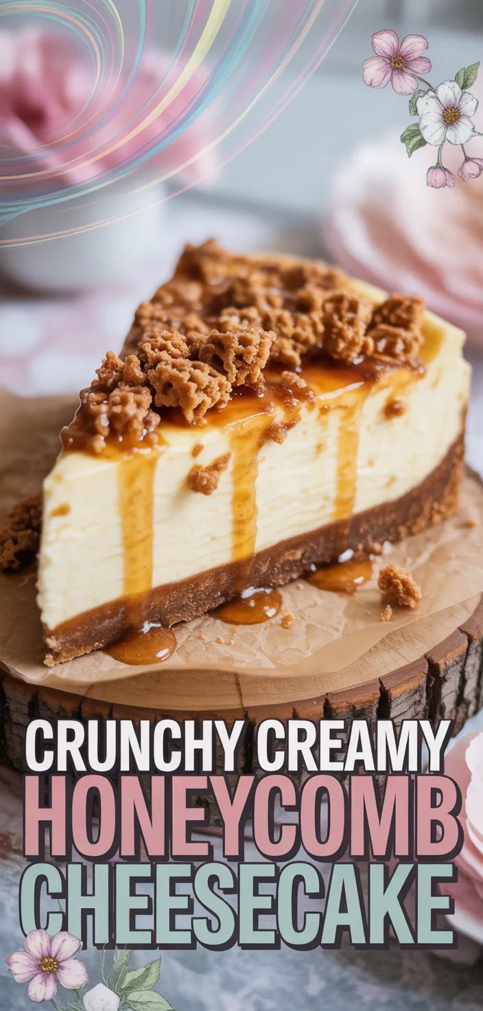 A photo of Crunchy & Creamy Honeycomb Cheesecake Cake!  Recipe