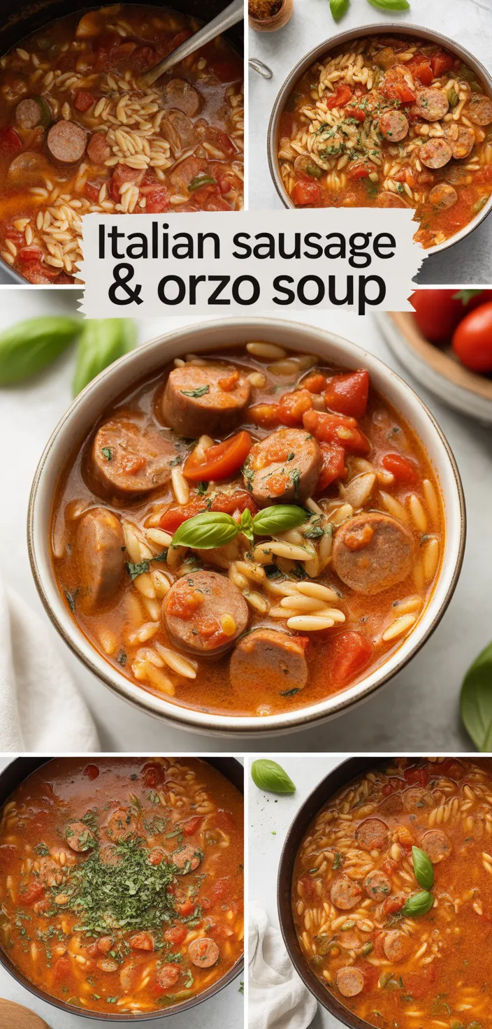 A photo of Italian Sausage & Orzo Soup Recipe