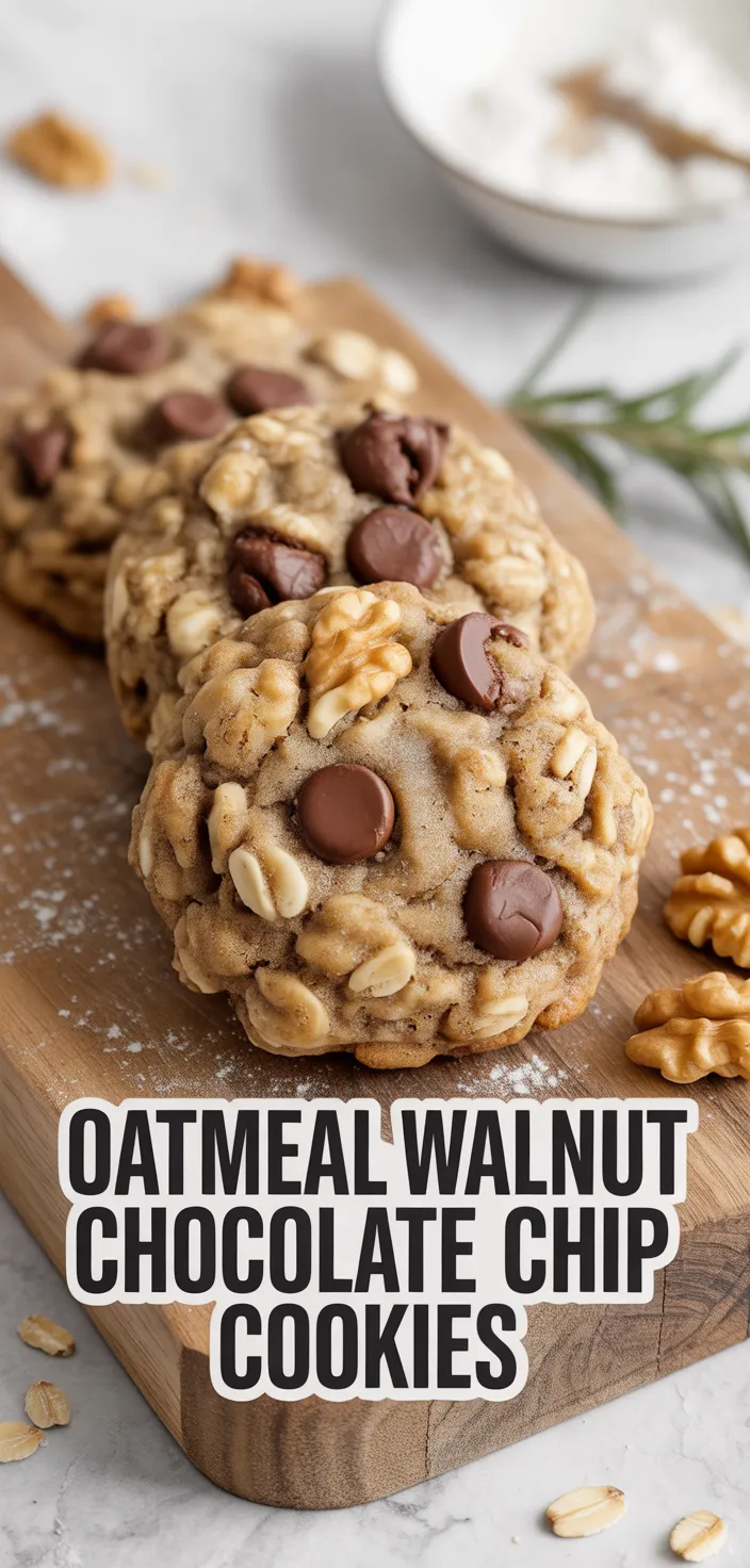 A photo of Oatmeal Walnut Chocolate Chip Cookies Recipe