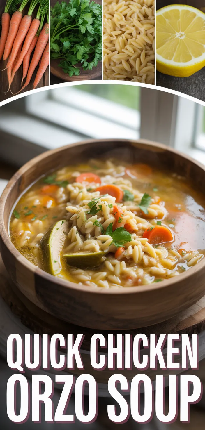A photo of Quick Chicken Orzo Soup Recipe