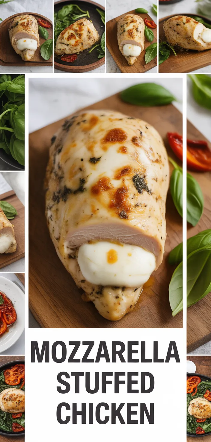 A photo of Savory Stuffed Chicken With Roasted Red Peppers, Spinach, And Mozzarella Recipe