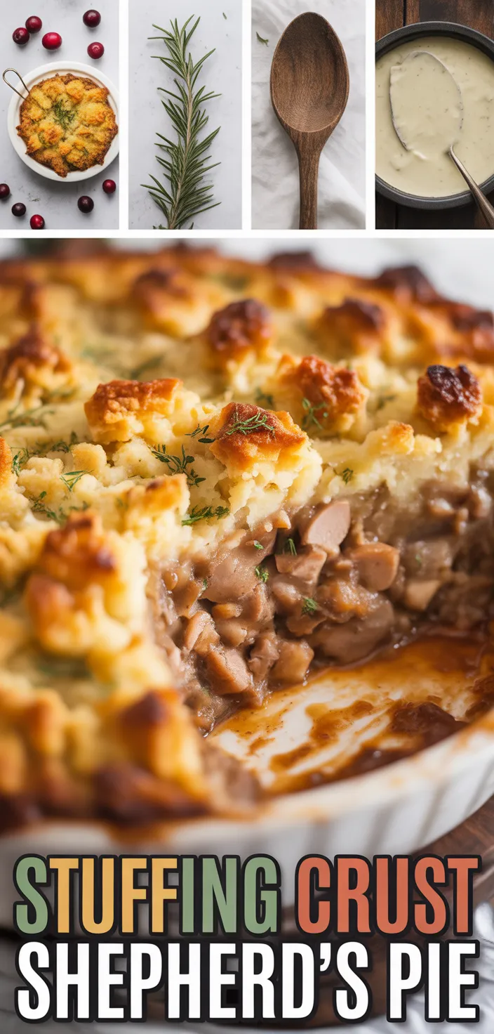 A photo of Thanksgiving Shepherd's Pie With Stuffing Crust Recipe