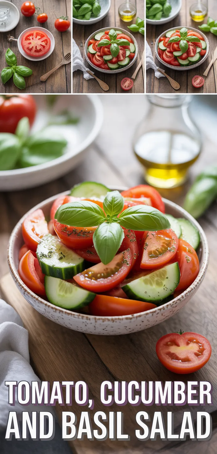 A photo of Tomato, Cucumber And Basil Salad Recipe