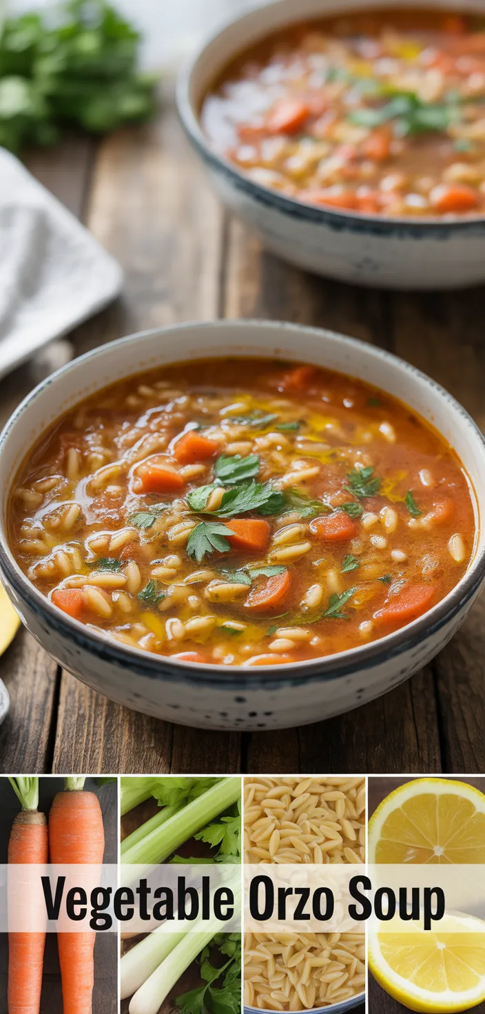 A photo of Vegetable Orzo Soup Recipe