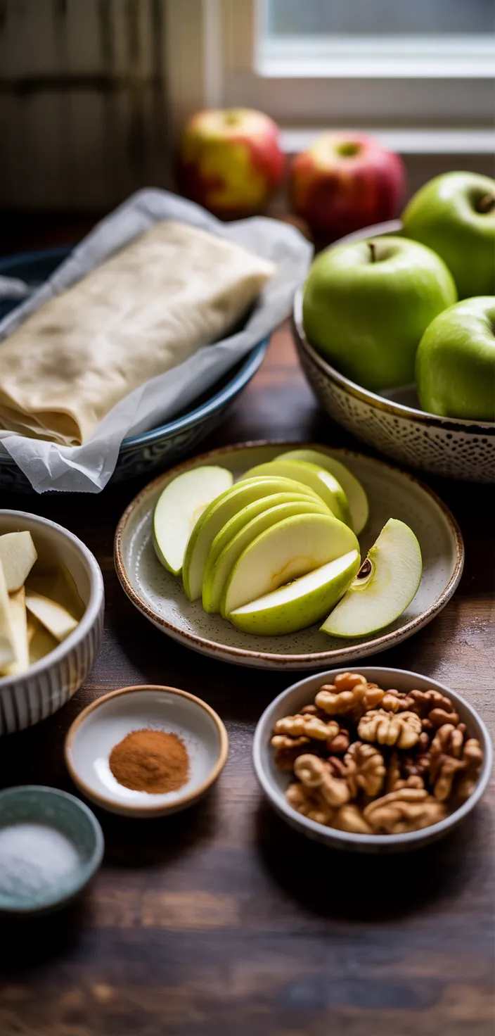Ingredients photo for Easy Apple Strudel Recipe With Phyllo#