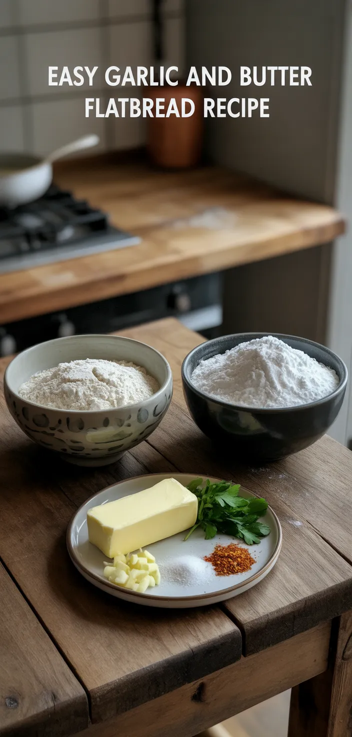 Ingredients photo for Easy Garlic And Butter Flatbread Recipe