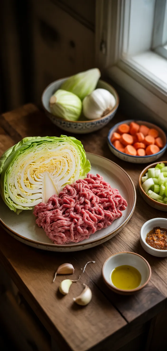Ingredients photo for Ground Beef Cabbage Soup Recipe