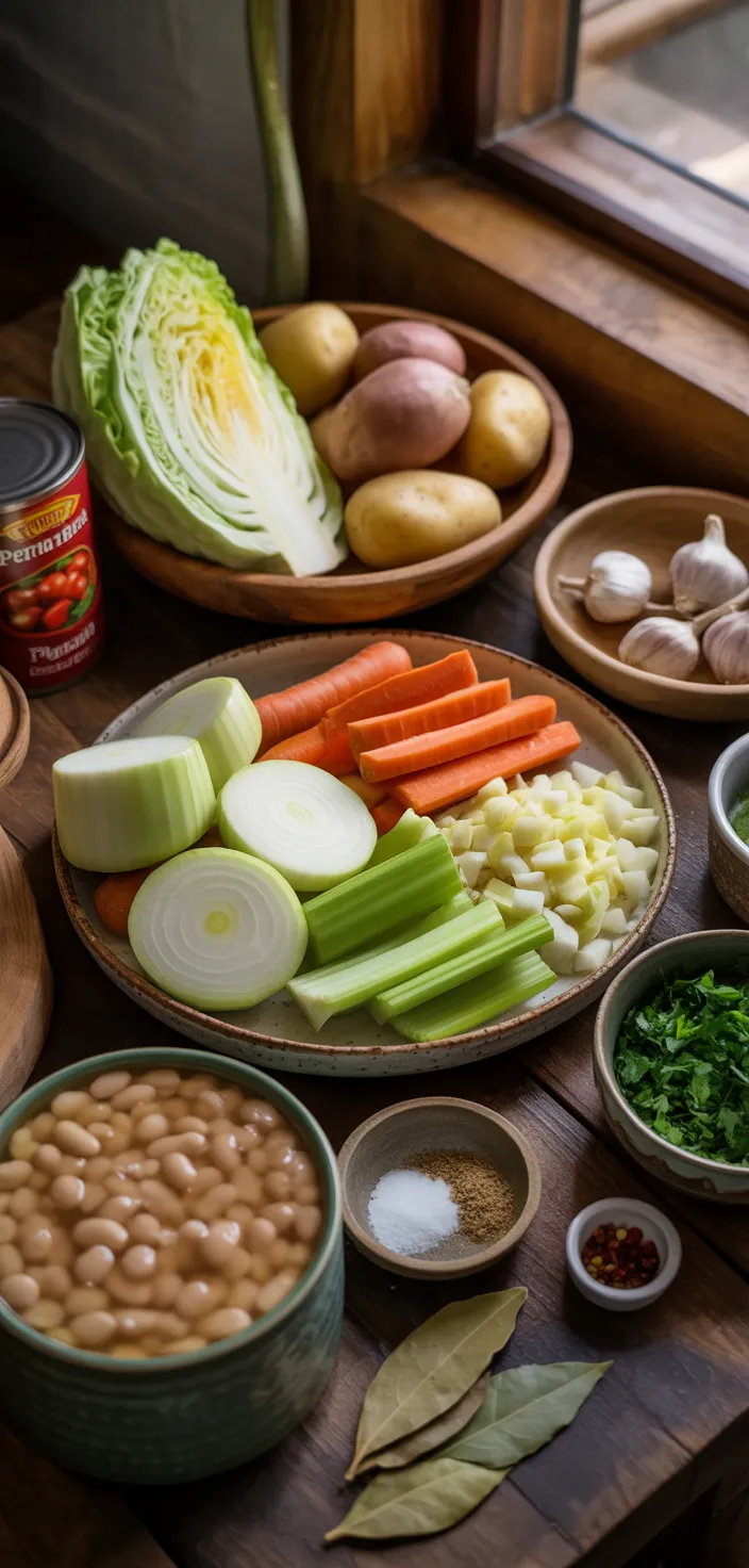 Ingredients photo for Hearty White Bean And Cabbage Soup With Potatoes Recipe
