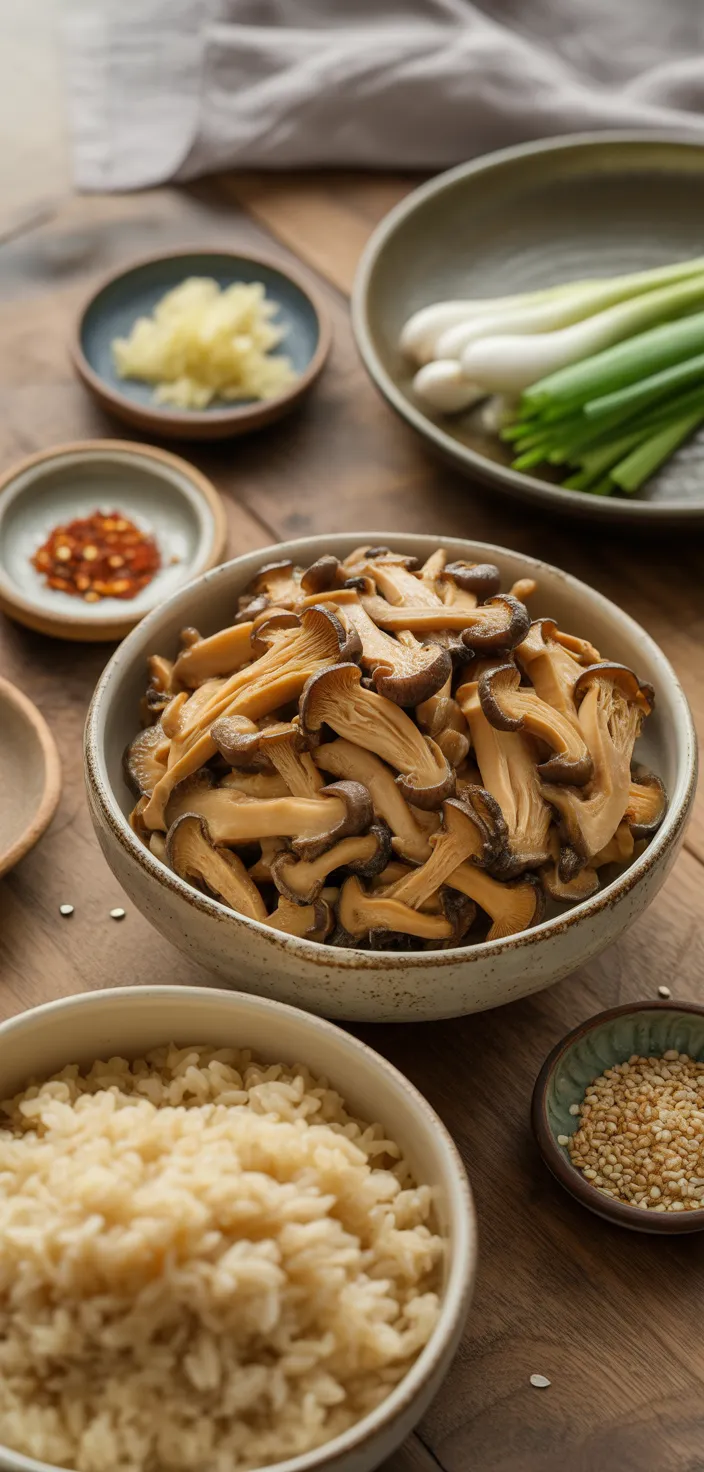 Ingredients photo for King Oyster Mushroom Rice Bowl  Recipe