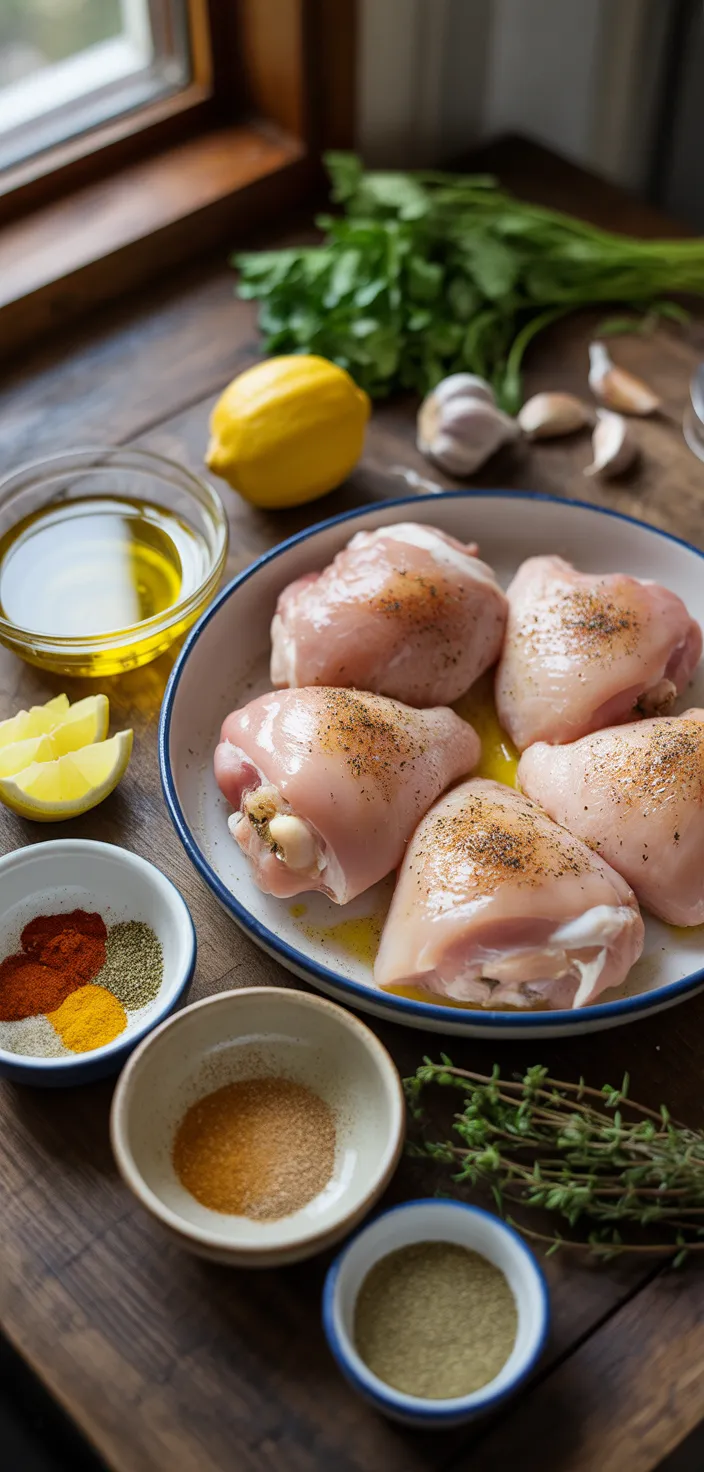 Ingredients photo for Oven Baked Lemon Pepper Chicken Thighs Recipe