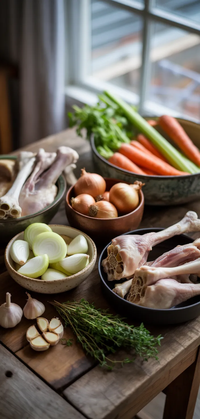 Ingredients photo for Roasted Garlic Chicken Bone Broth Soup Recipe