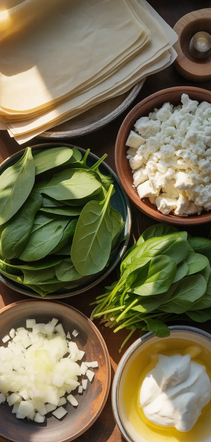 Ingredients photo for Spinach And Feta Cheese Börek – Turkish Borek Recipe