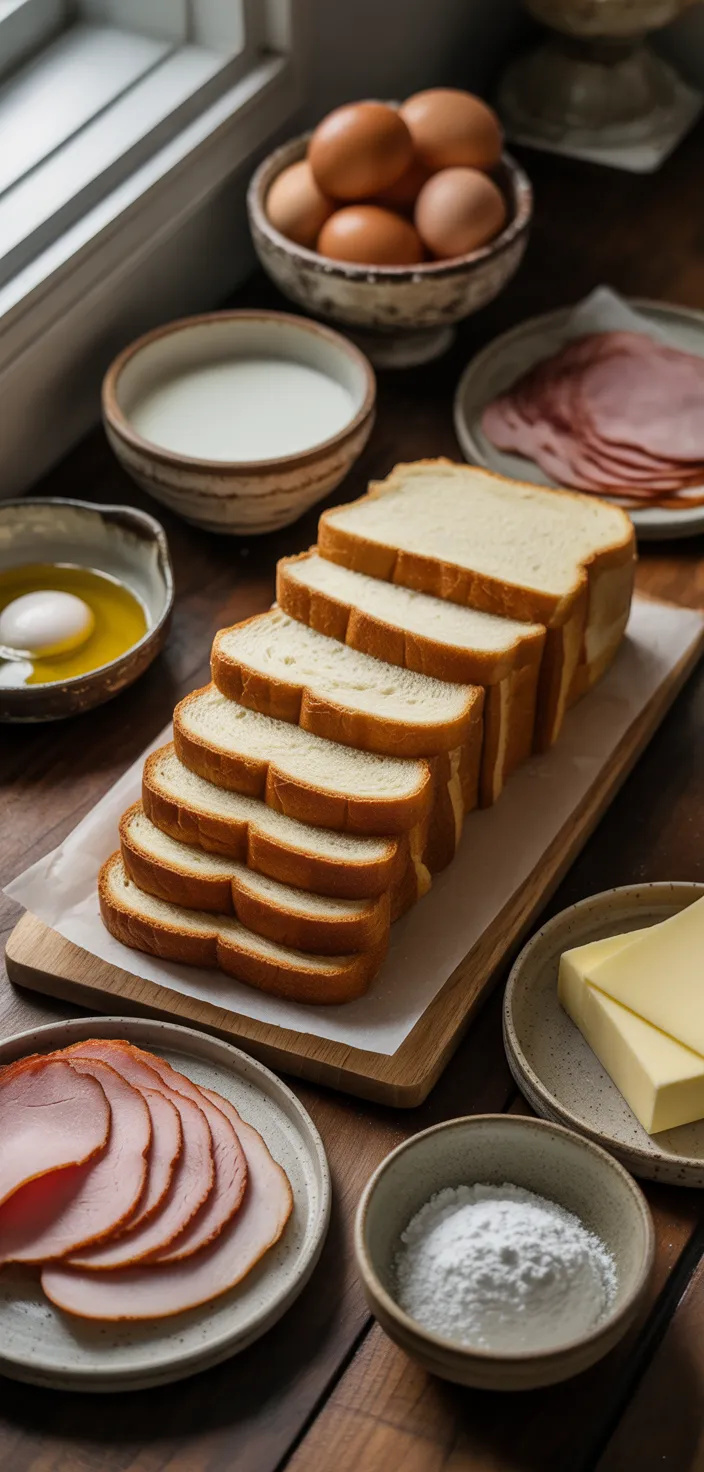 Ingredients photo for The BEST Monte Cristo Sandwich EVER Recipe