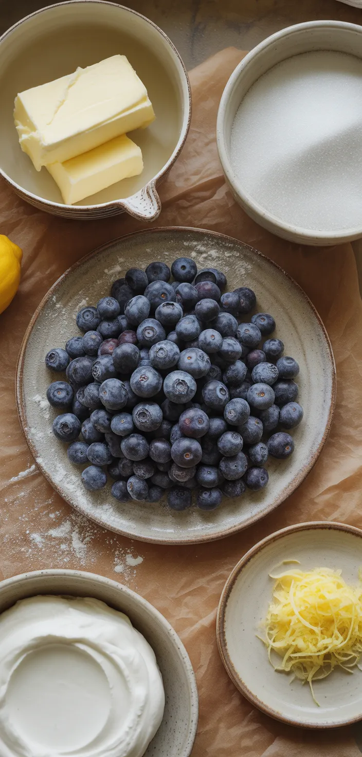 Ingredients photo for The Best Lemon Blueberry Layer Cake Recipe