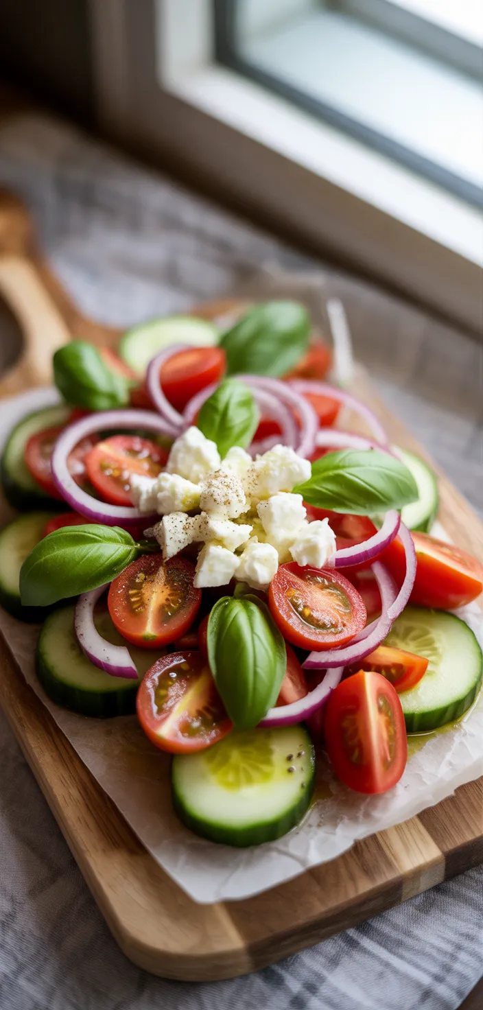 Ingredients photo for Tomato, Cucumber And Basil Salad Recipe