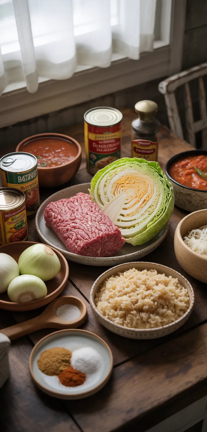 Ingredients photo for Unstuffed Cabbage Roll Casserole Recipe