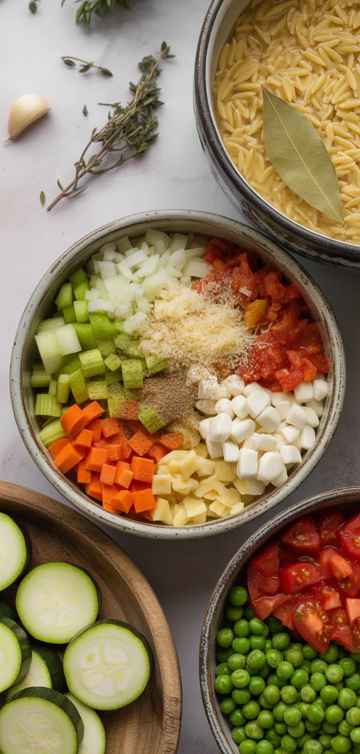 Ingredients photo for Vegetable Orzo Soup Recipe