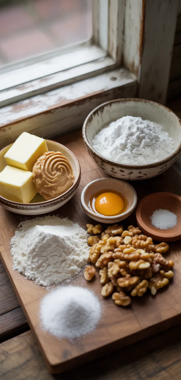 Ingredients photo for Walnut Butter Cookies Recipe