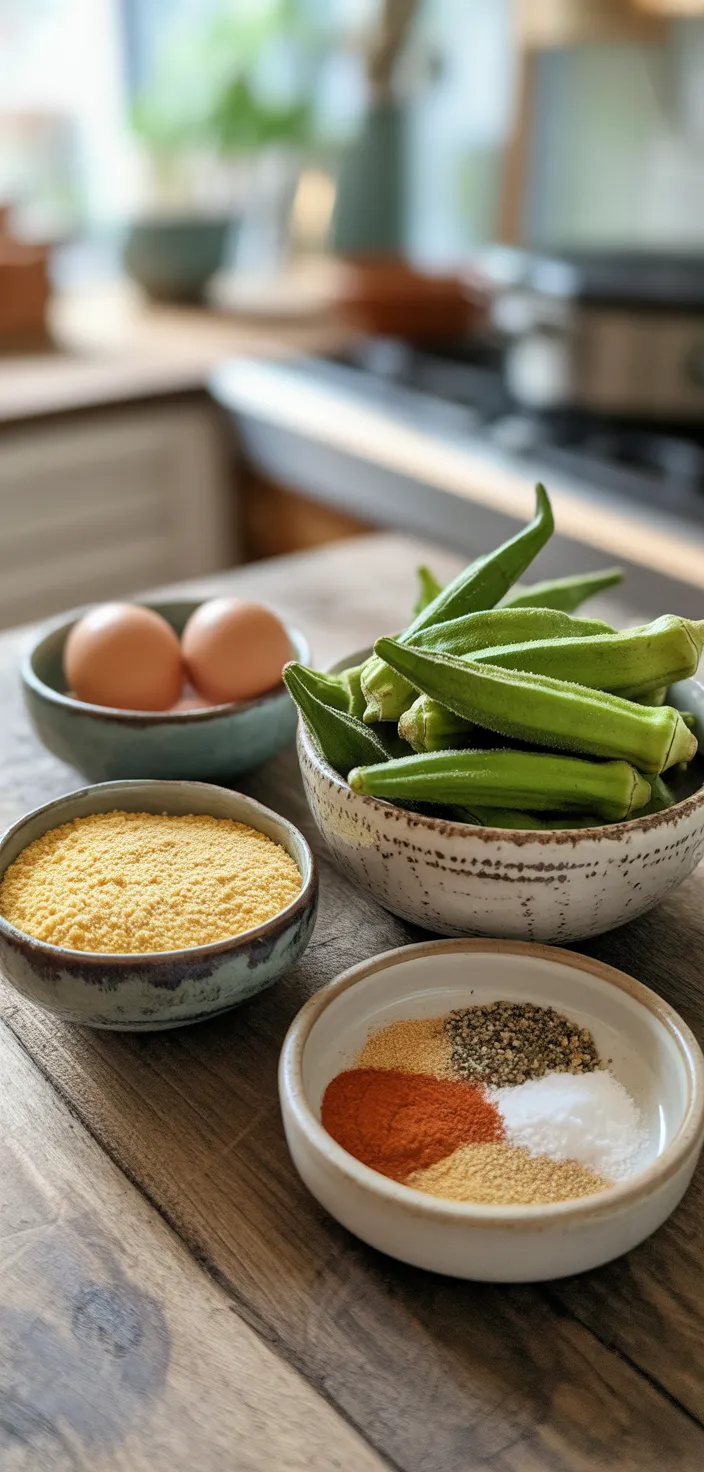 Ingredients photo for Air Fryer Fried Okra Recipe