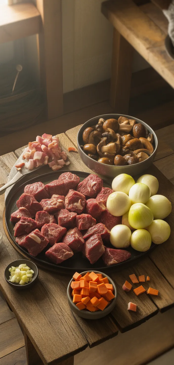 Ingredients photo for Classic Beef Bourguignon Recipe