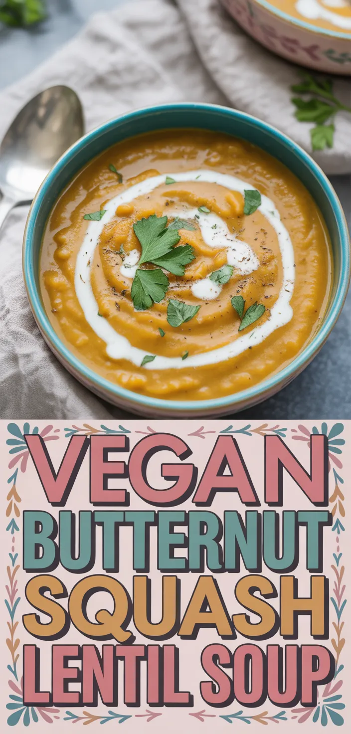 A photo of Vegan Butternut Squash Lentil Soup Recipe