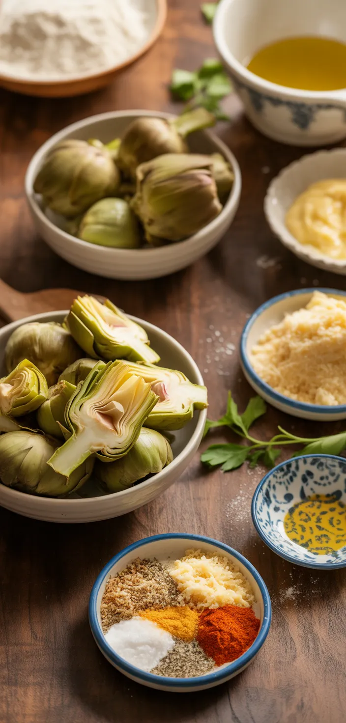Ingredients photo for Crispy Air Fried Artichoke Hearts Recipe