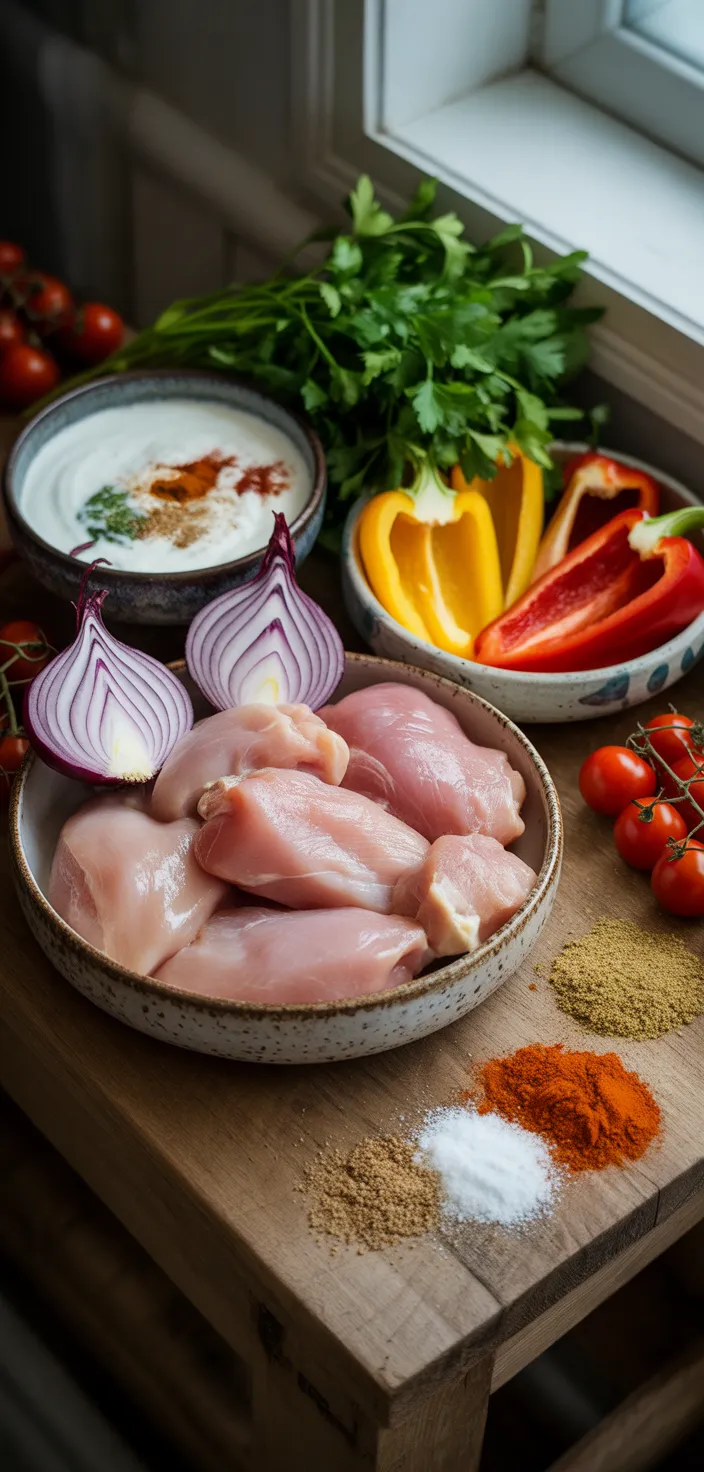 Ingredients photo for Easy Marinated Chicken Kebabs Recipe