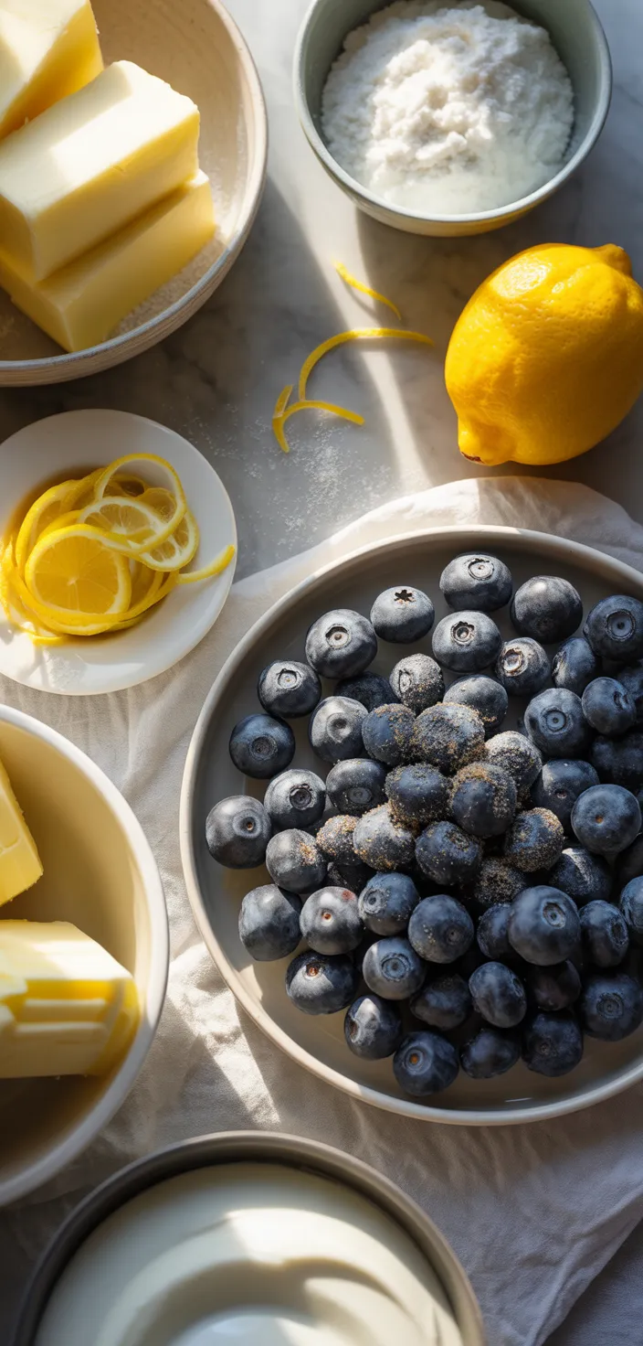 Ingredients photo for Lemon Blueberry Pound Cake Recipe