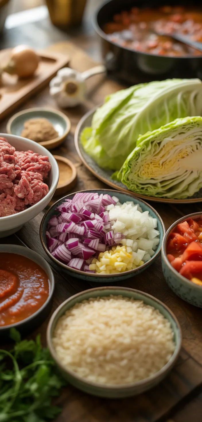 Ingredients photo for The BEST Cabbage Roll Soup Recipe