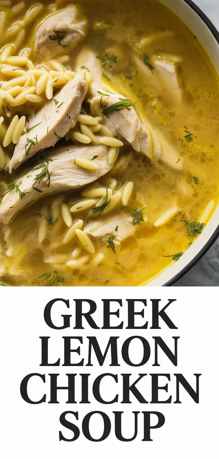 A photo of Healthy Greek Lemony Chicken & Orzo Soup Recipe