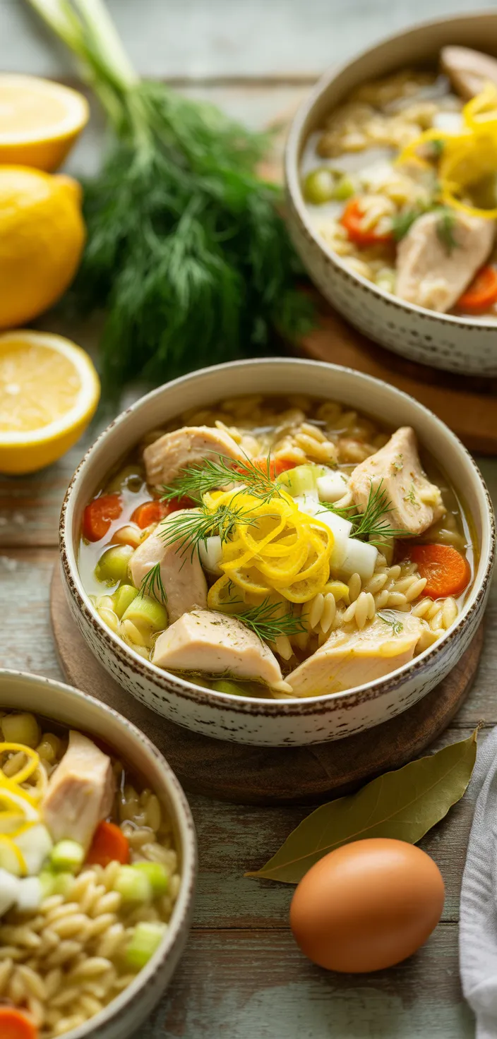 Ingredients photo for Healthy Greek Lemony Chicken & Orzo Soup Recipe