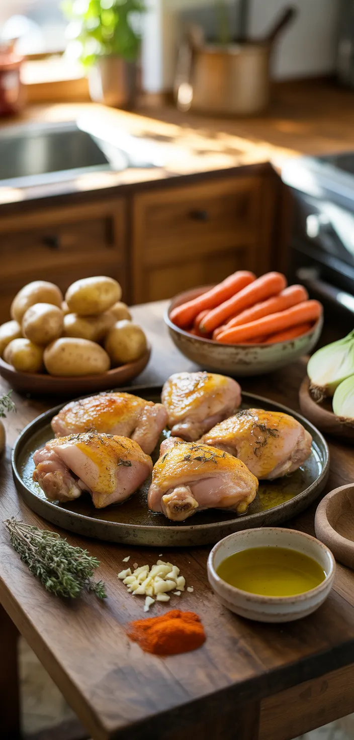 Ingredients photo for Roasted Chicken Thighs And Vegetables Recipe