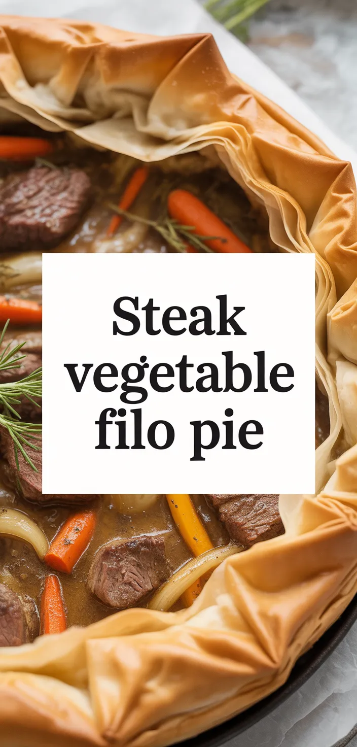A photo of Epic Steak And Vegetable Pie With Filo Pastry Recipe