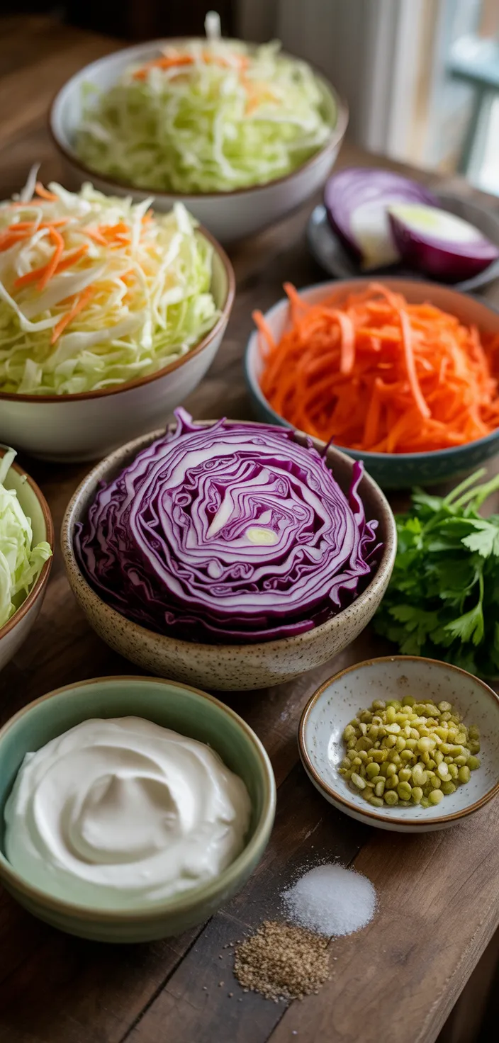 Ingredients photo for Creamy No Mayo Coleslaw Recipe