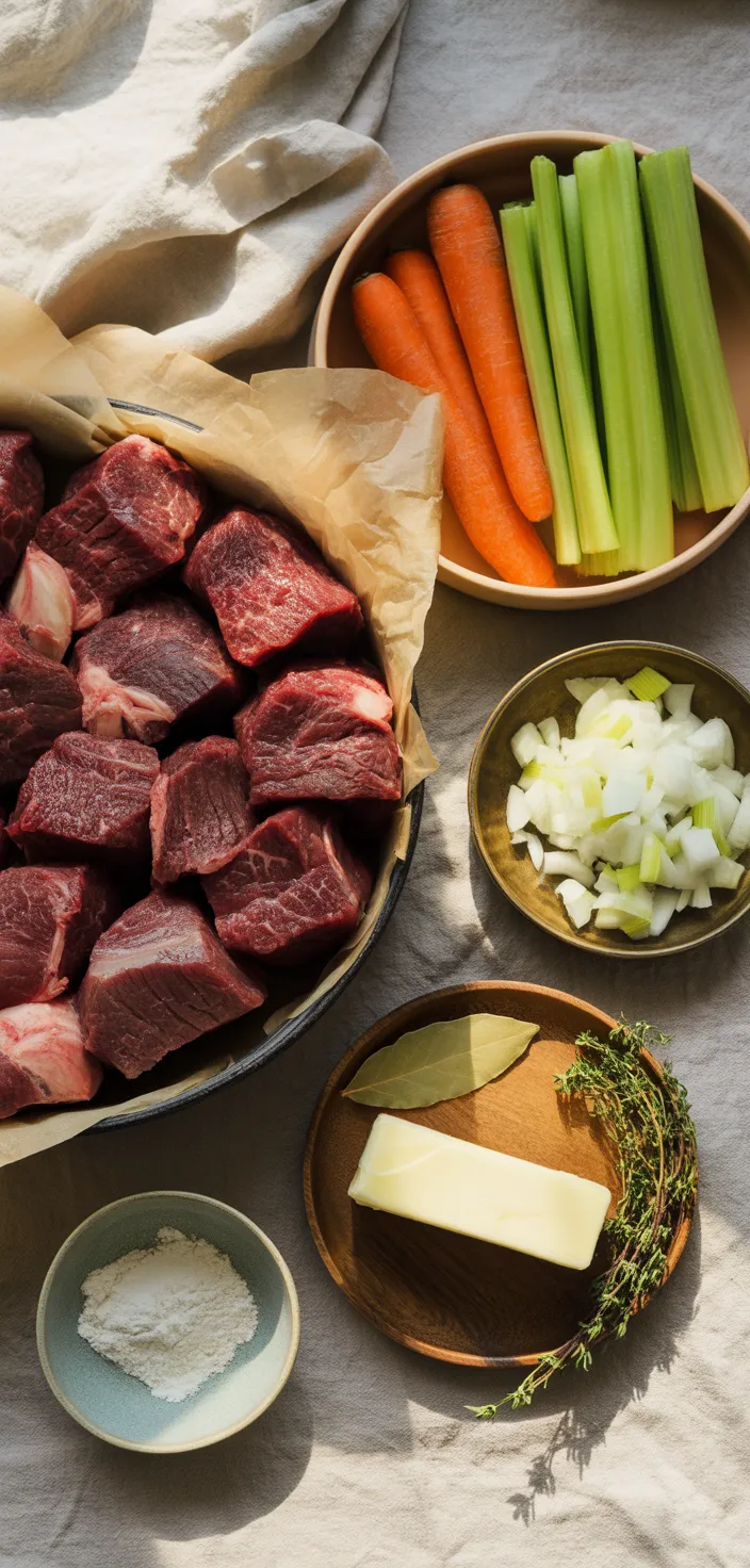 Ingredients photo for Epic Steak And Vegetable Pie With Filo Pastry Recipe