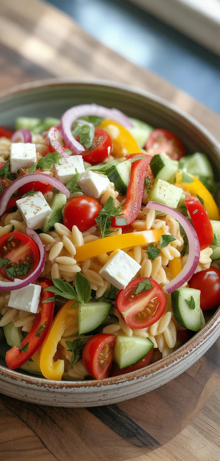 Ingredients photo for Rainbow Orzo Salad Recipe