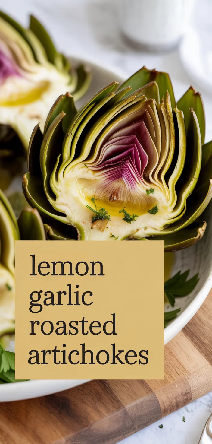 A photo of Lemon Garlic Roasted Artichokes Recipe