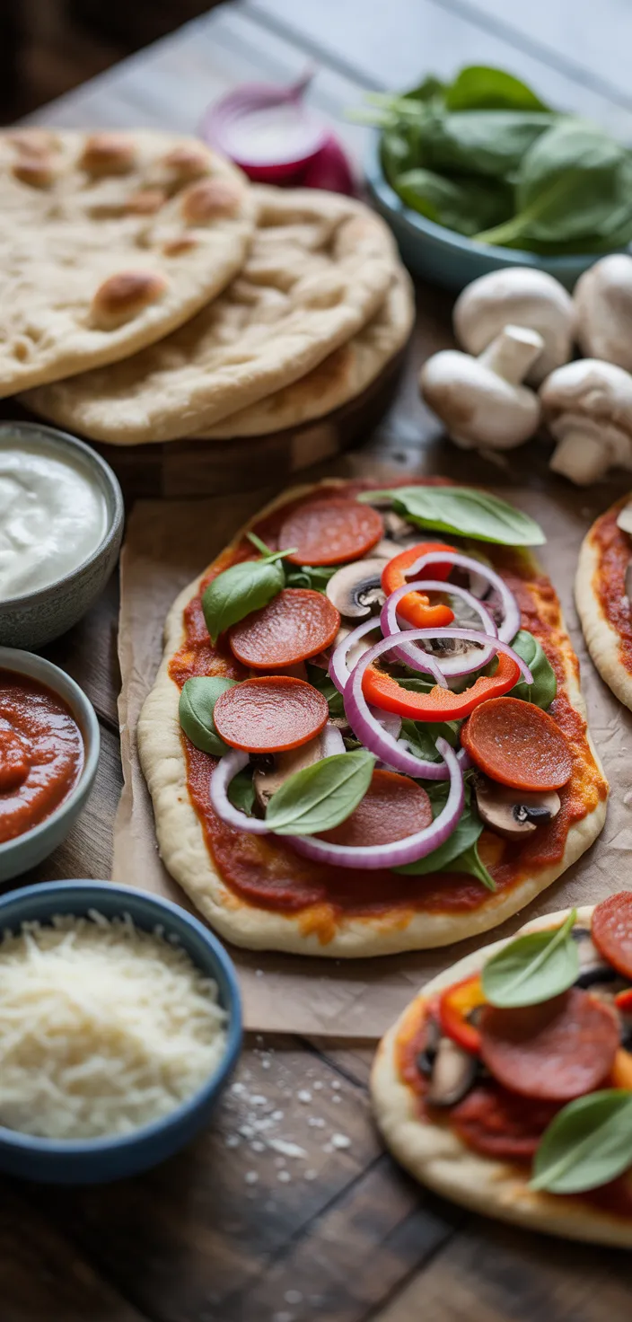 Ingredients photo for Homemade Flatbread Pizza Recipe
