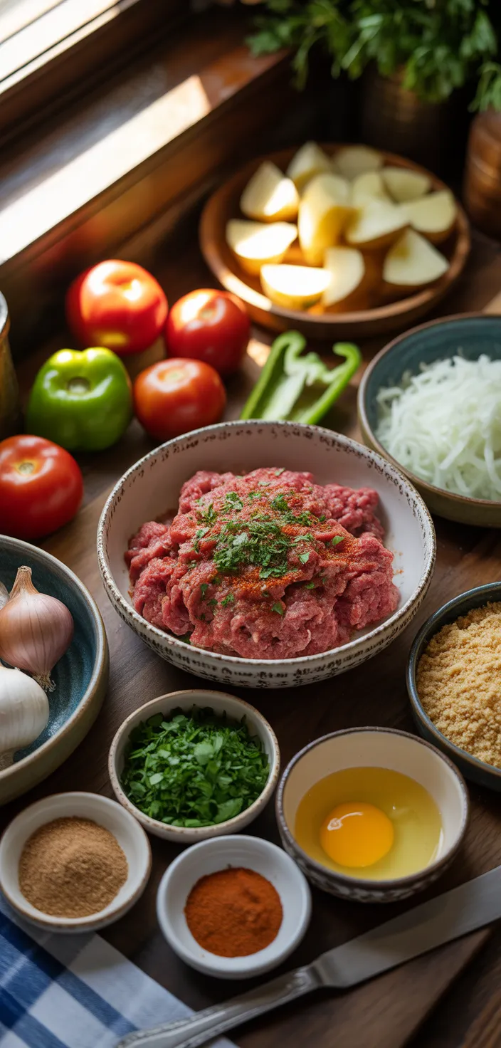 Ingredients photo for Izmir Kofte (Turkish Meatballs In Tomato Sauce) Recipe
