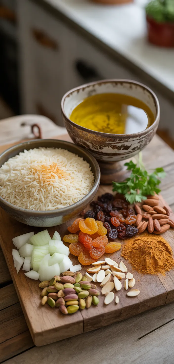 Ingredients photo for Rice Pilaf With Dried Fruit And Nuts Recipe