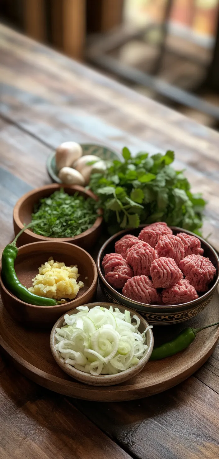 Ingredients photo for Seekh Kebabs (Pakistani Spicy Grilled Ground Meat Skewers) Recipe