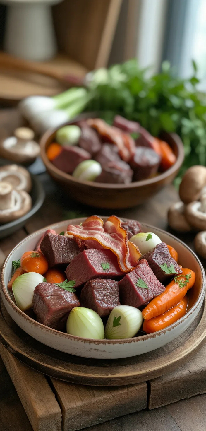 Ingredients photo for Beef Bourguignon (Julia Child Recipe)