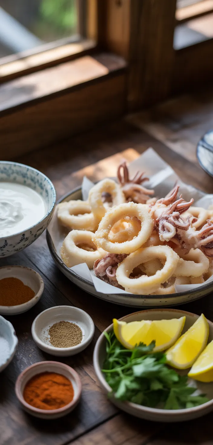 Ingredients photo for Fried Calamari With Creamy Chipotle Sauce Recipe