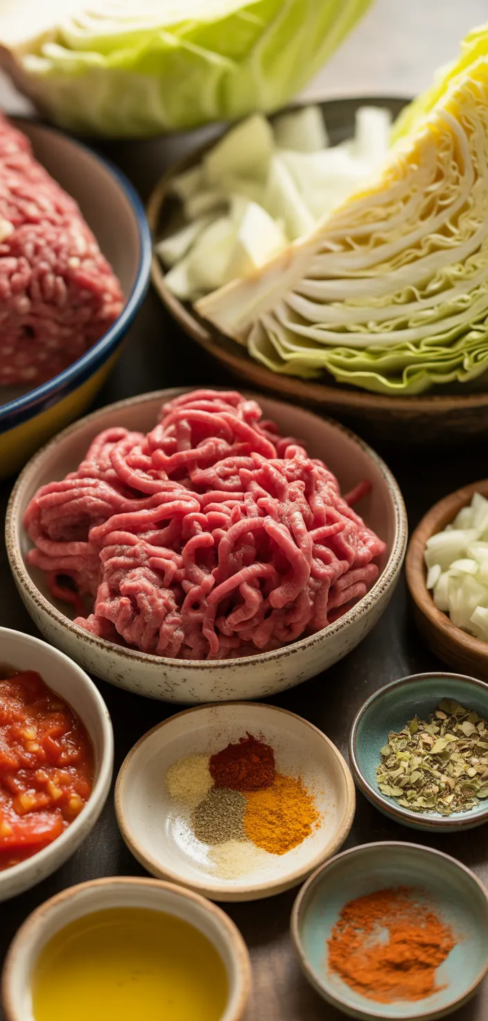 Ingredients photo for LOW CARB UNSTUFFED CABBAGE CASSEROLE Recipe