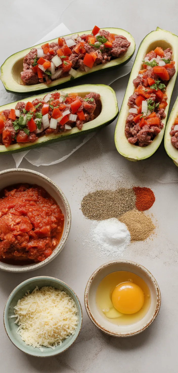 Ingredients photo for Savory Stuffed Zucchini Boats Recipe