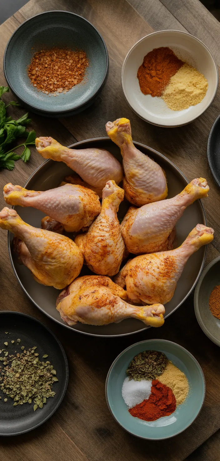Ingredients photo for The Easiest Air Fryer Crispy Chicken Legs Recipe