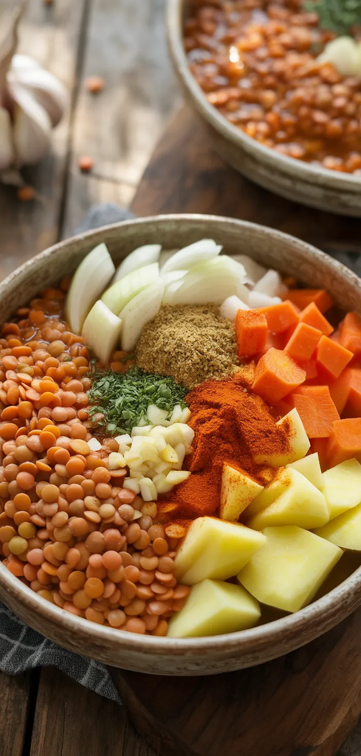 Ingredients photo for Traditional Turkish Lentil Soup Recipe