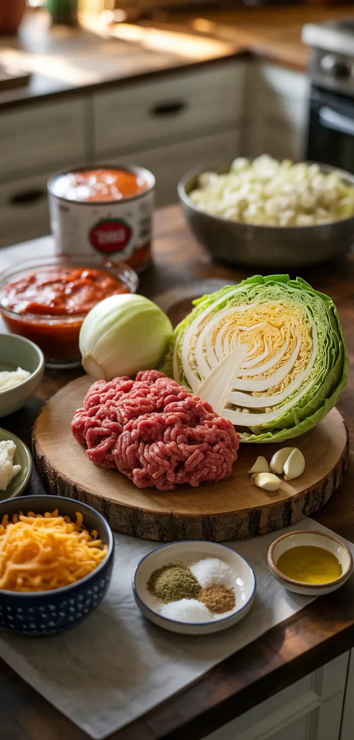 Ingredients photo for CABBAGE ROLL CASSEROLE Recipe