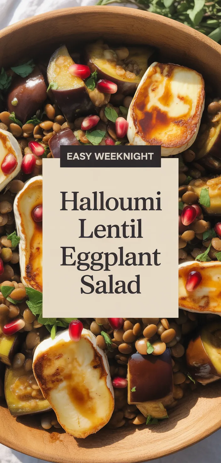 A photo of Halloumi Lentil And Roasted Eggplant Salad Recipe