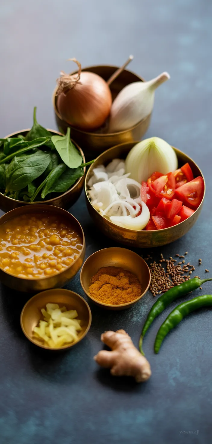 Ingredients photo for Dal Palak Recipe